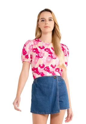 Floral Puff Sleeves Crop Top by VOIR JEANS