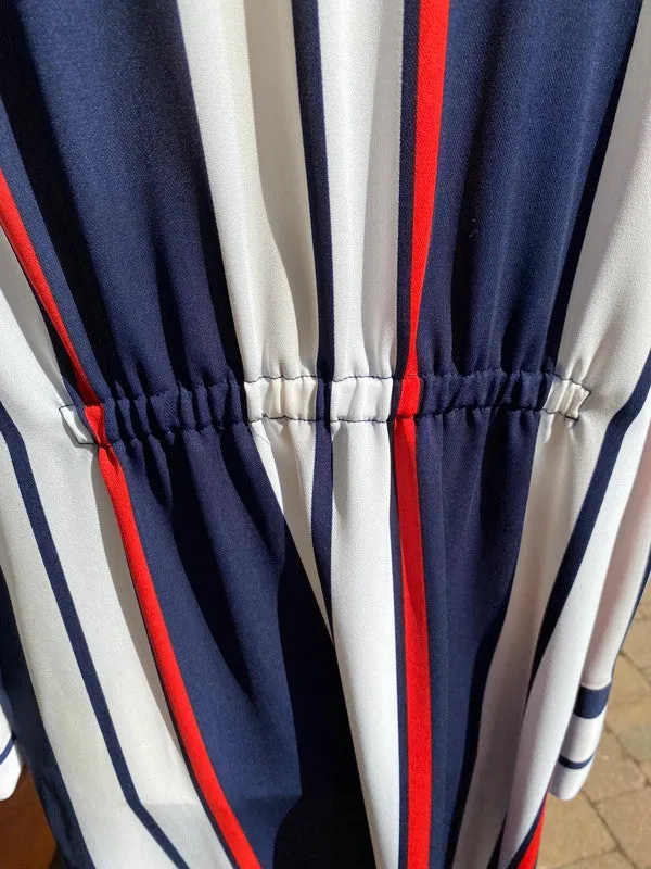 Wallis 14 blue red white longline jacket.