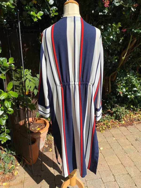 Wallis 14 blue red white longline jacket.