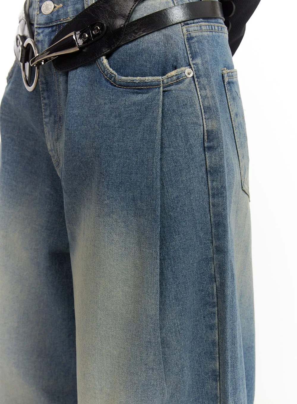 Faded Wide Leg Baggy Jeans CA416