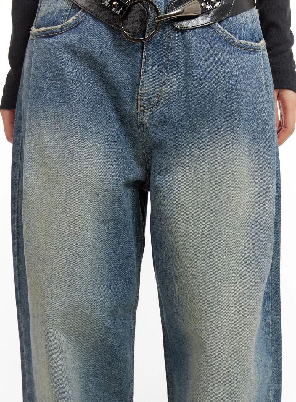 Faded Wide Leg Baggy Jeans CA416