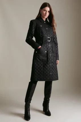 Wax Coated Button Through Coat Karen Millen