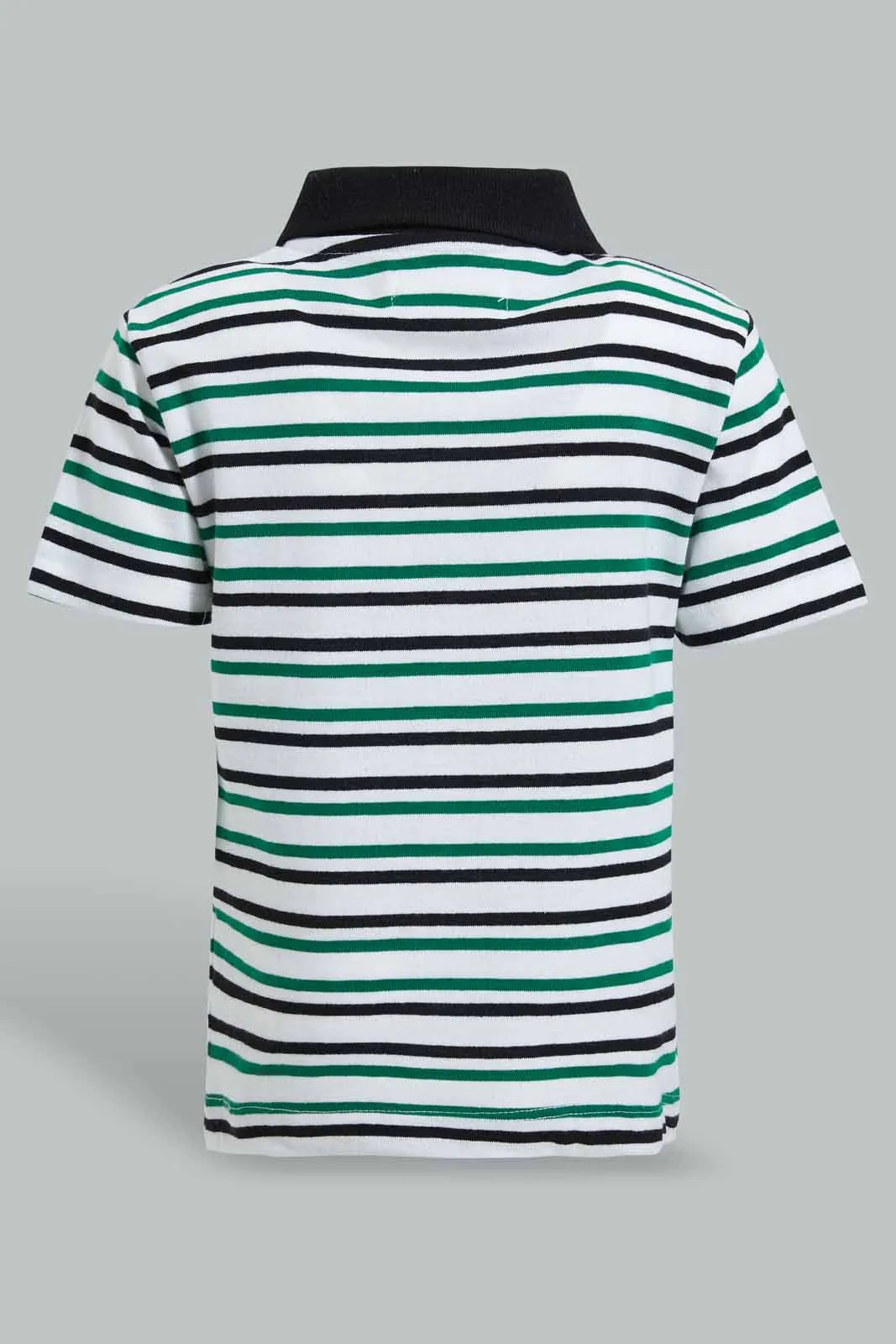 White And Navy Striped Polo Shirt For Baby Boys