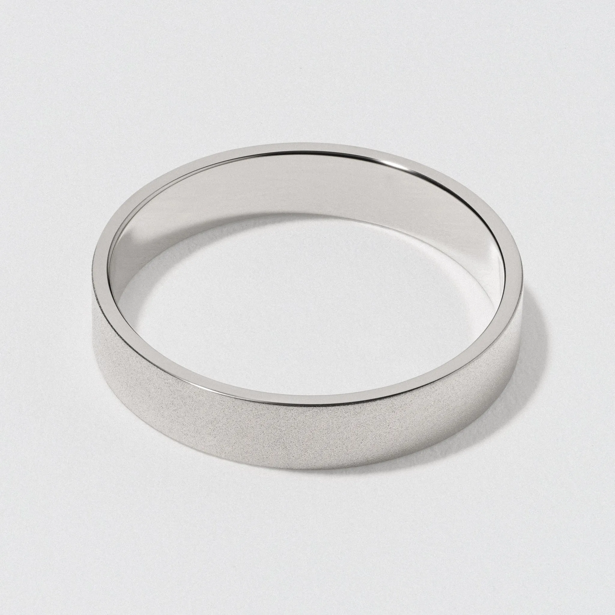 Matte 4mm White Gold Flat Wedding Band