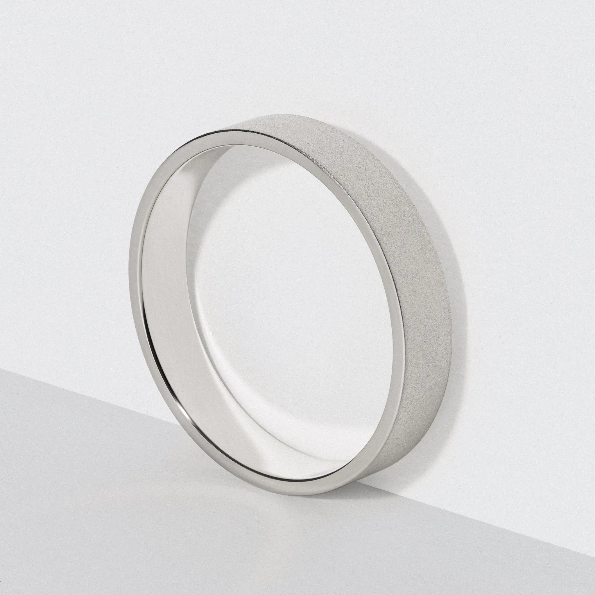 Matte 4mm White Gold Flat Wedding Band