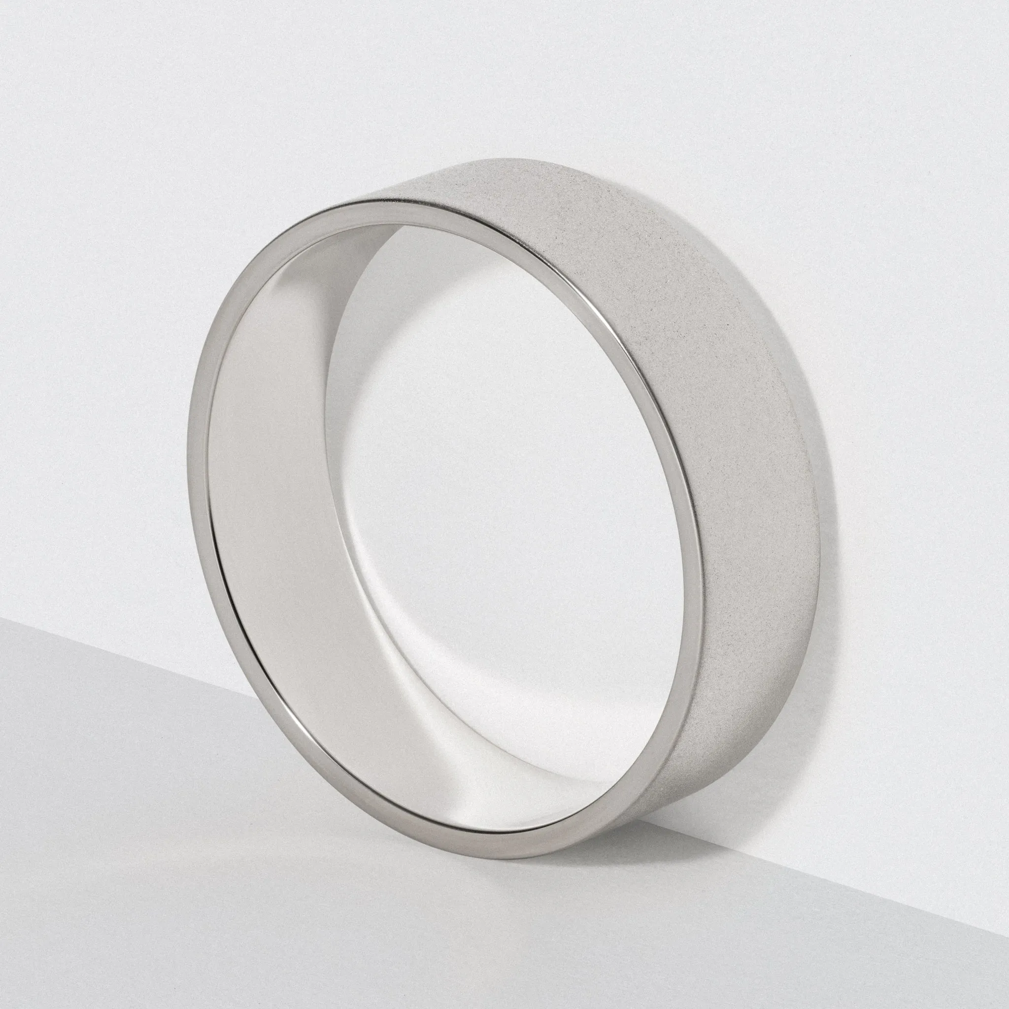 White Gold Flat Matte 6mm Wedding Band