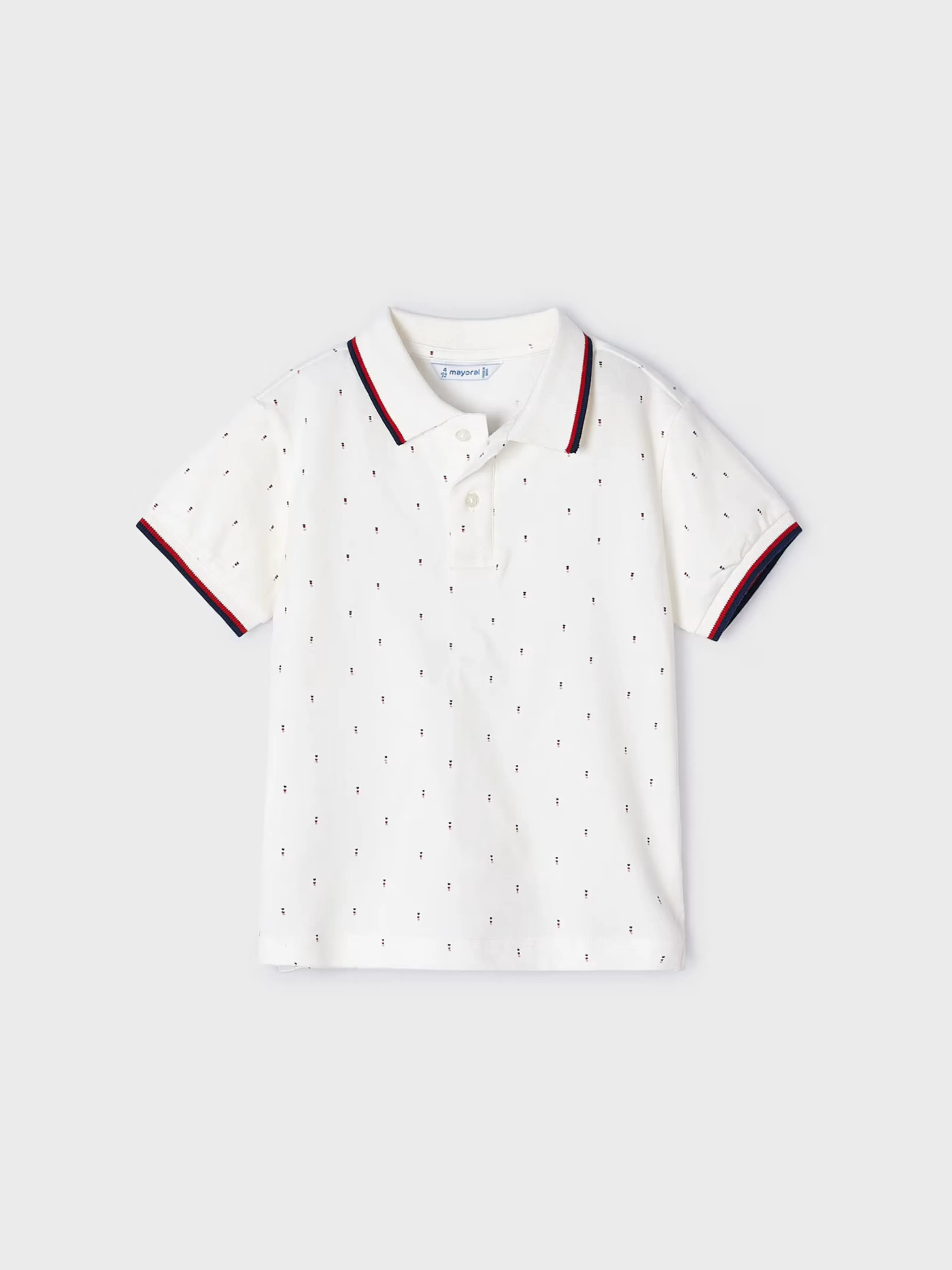 White Polo Shirt Featuring Dot Pattern