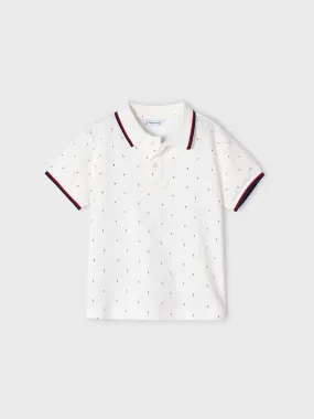 White Polo Shirt Featuring Dot Pattern