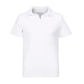 White Riviera Terry Polo - Men's Luxury Golf Shirt