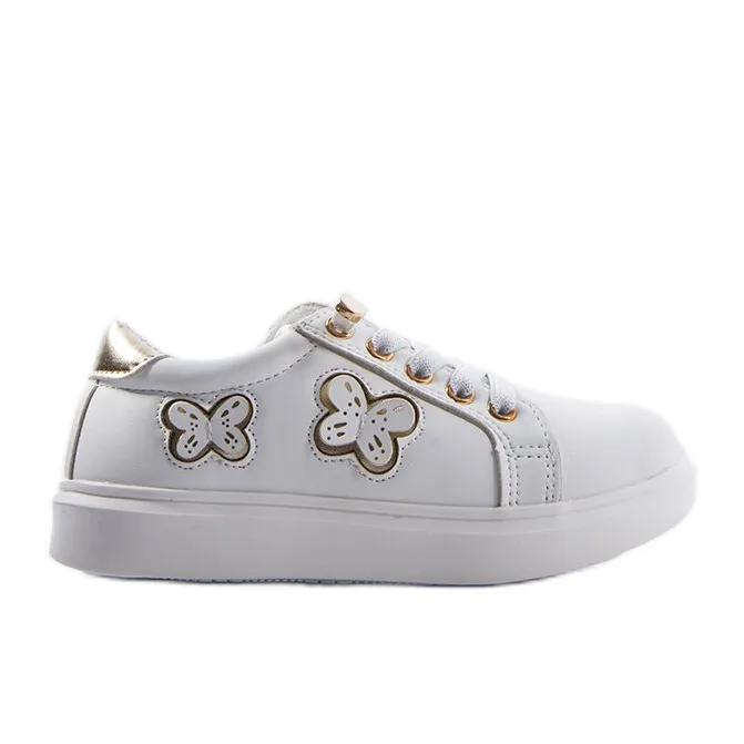 White sneakers decorated with Senapus butterflies