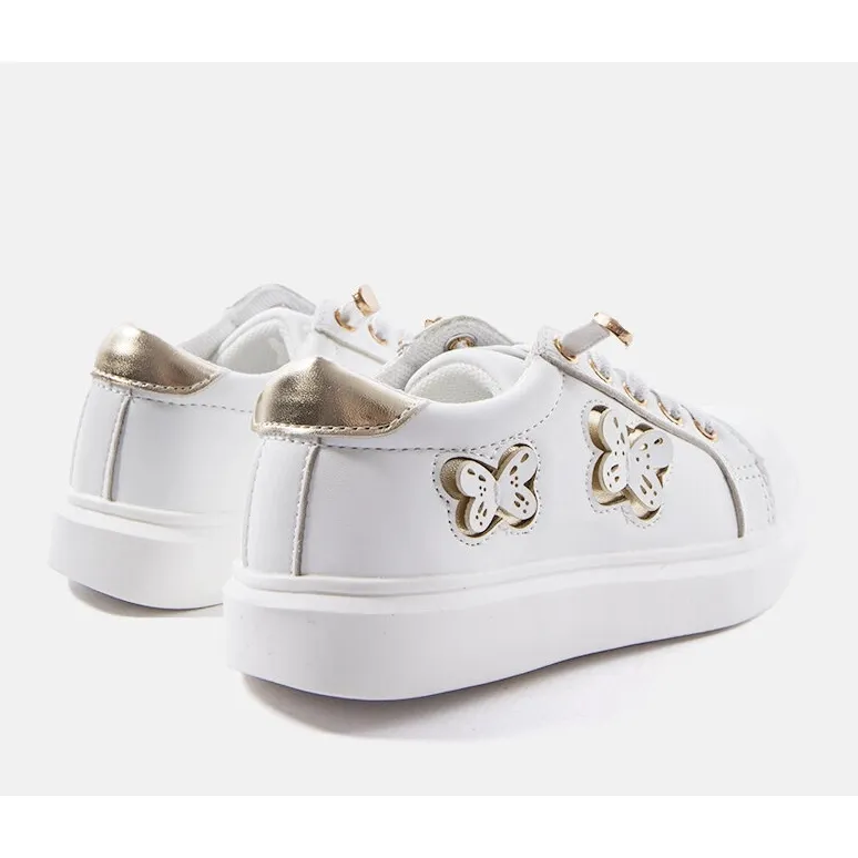 White sneakers decorated with Senapus butterflies