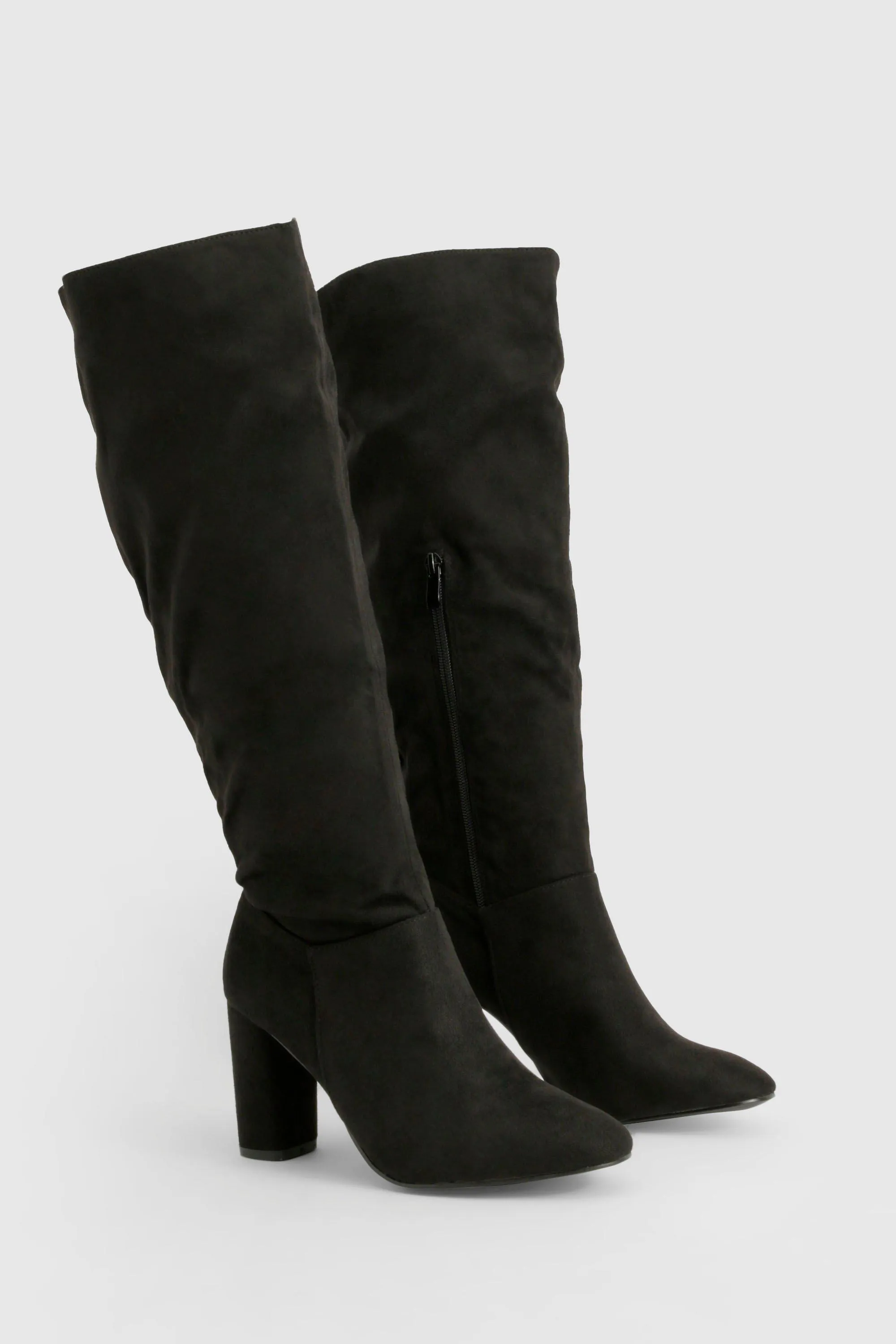 Wide Width Block Heel Knee High Boots