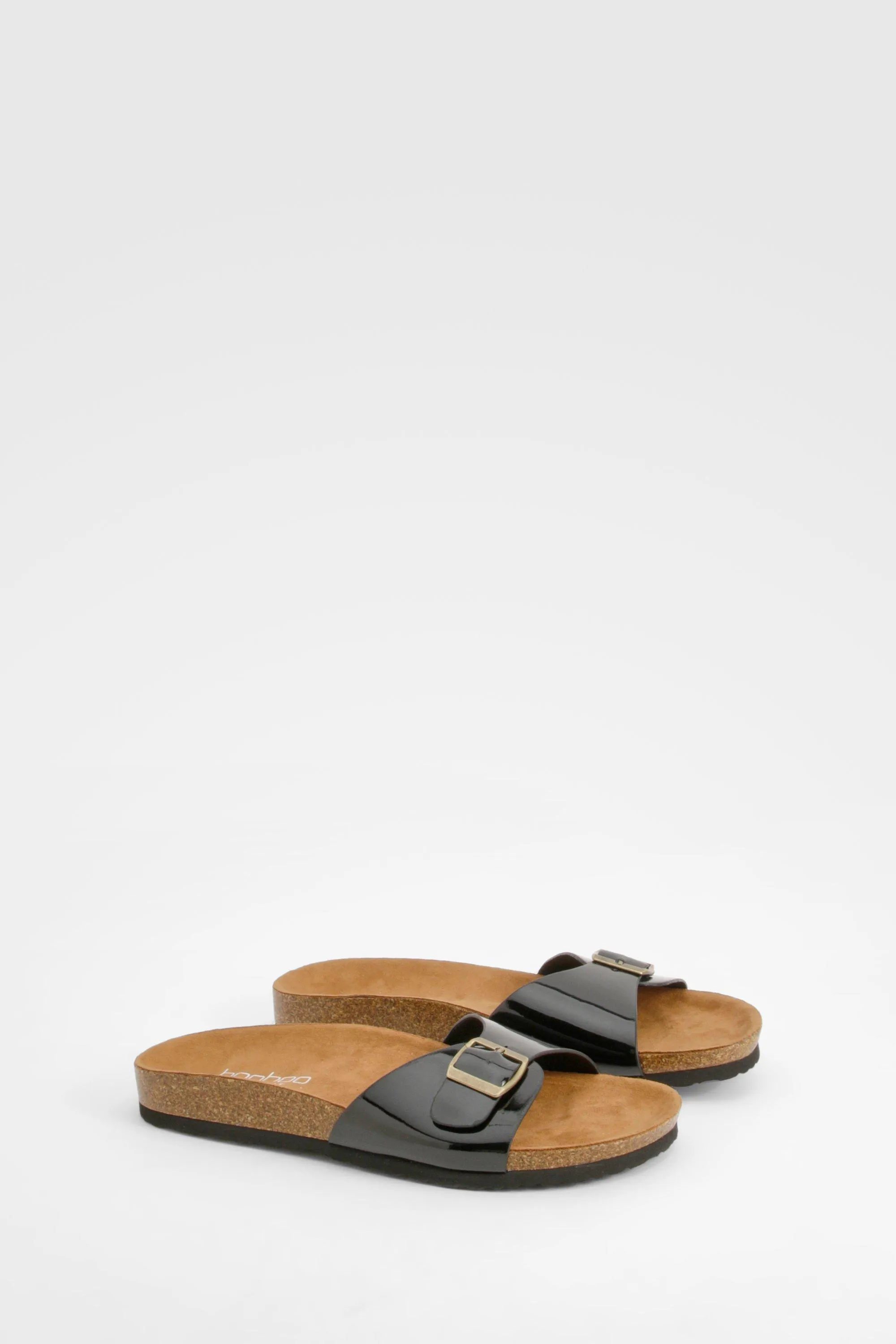 Wide Width Buckle Footbed Slides