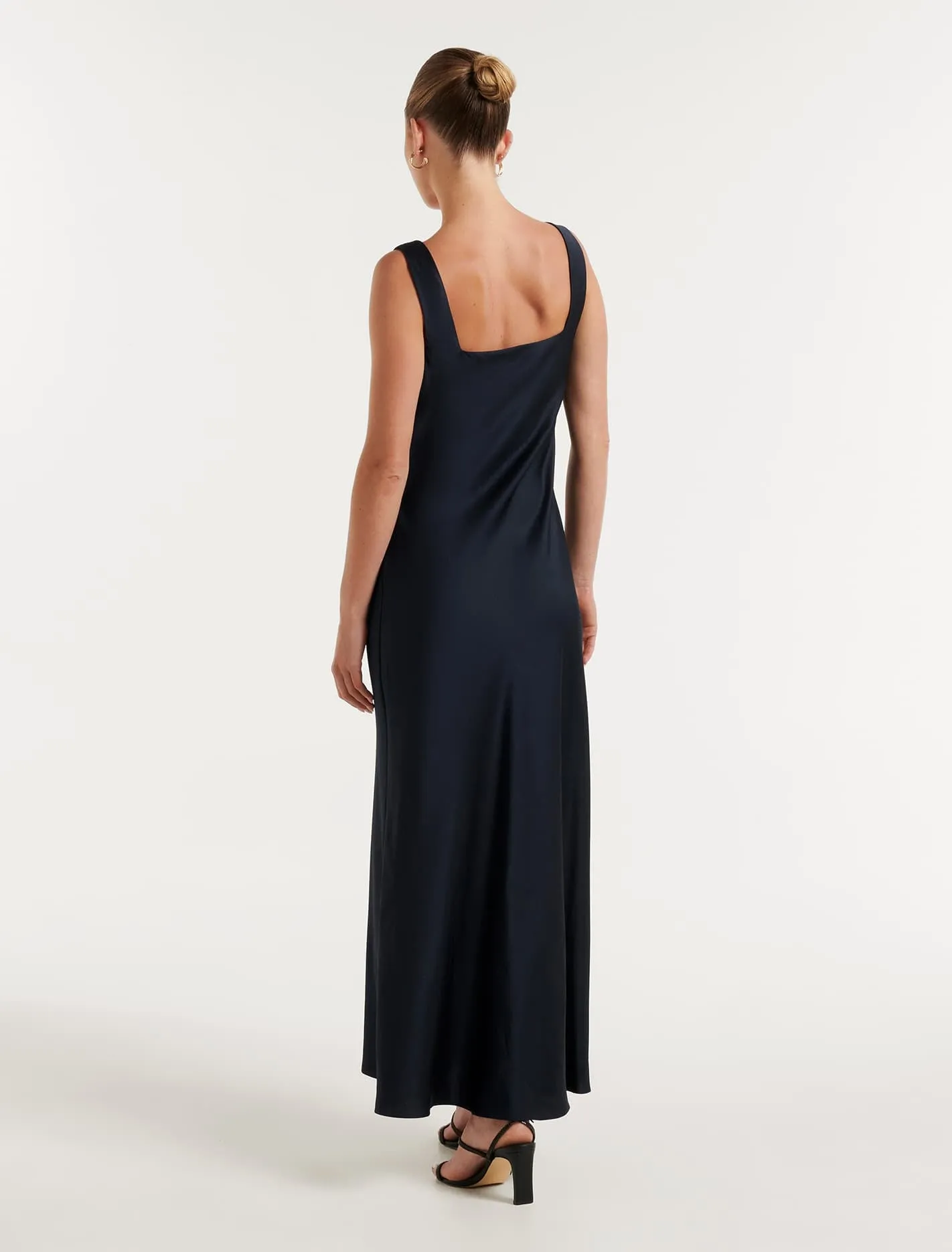 Winnie Square-Neck Ruched Midi Dress