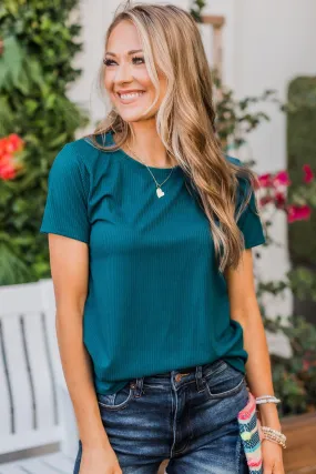 Teal Ribbed Knit Top