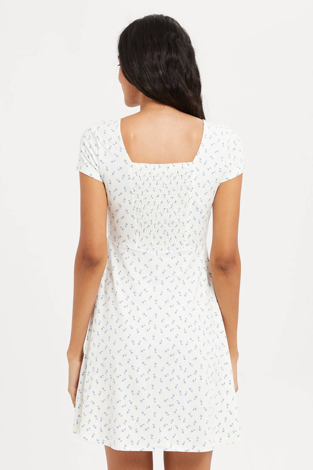 Women Ivory Ditsy Print Dress