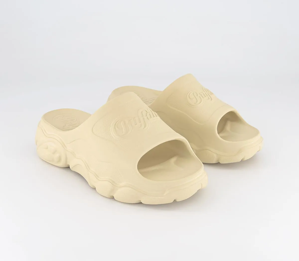 Buffalo Ladies Cream Slide Sandals.