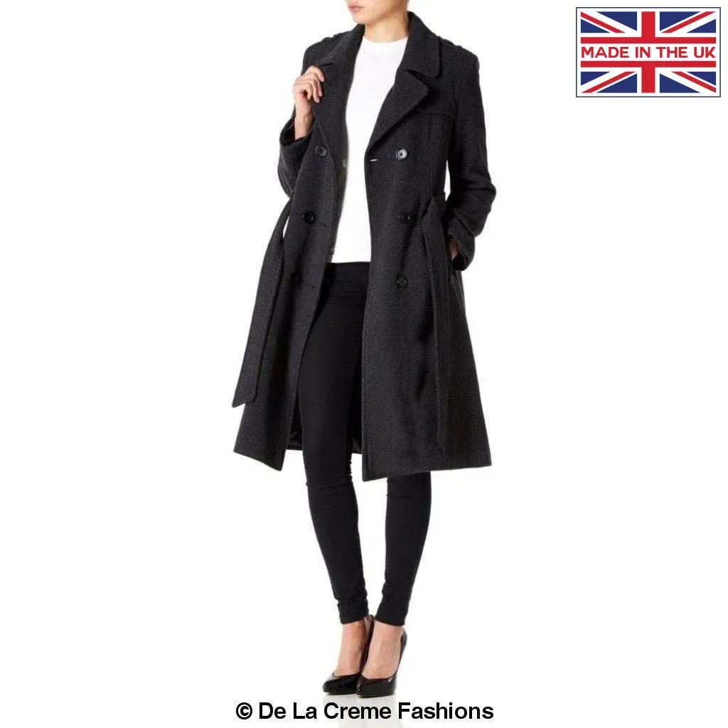 Wool and Cashmere Blend Military Coat (9048)