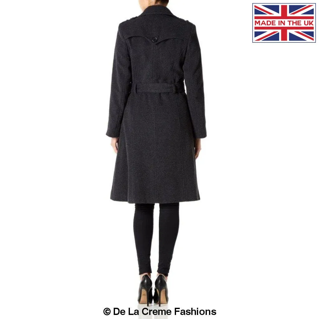 Wool and Cashmere Blend Military Coat (9048)