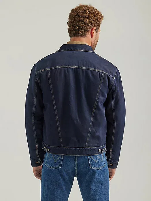 Wrangler Vintage Denim Trucker Jacket with Sherpa Lining