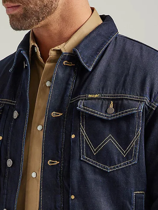 Wrangler Vintage Denim Trucker Jacket with Sherpa Lining