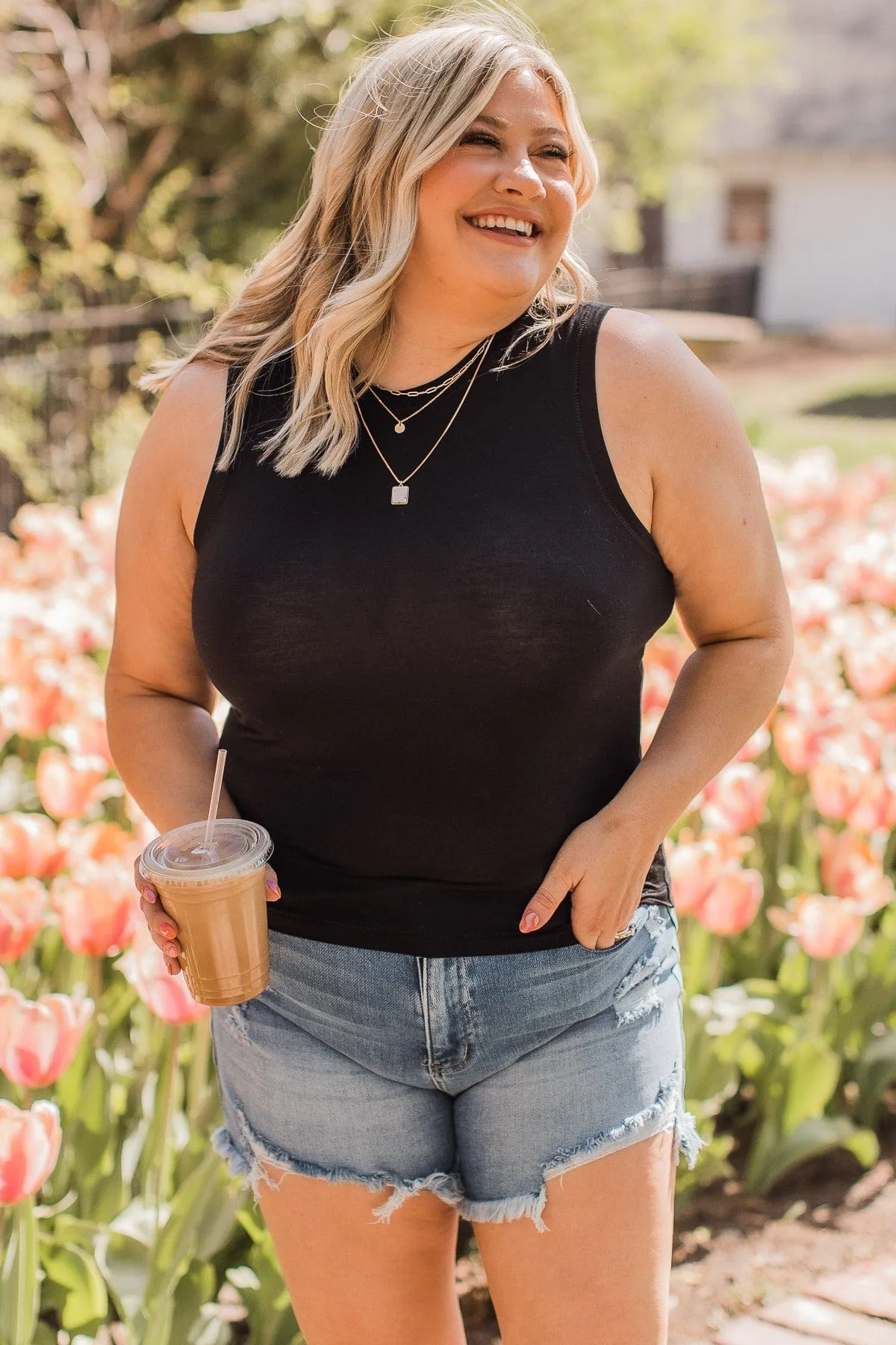 Black Knit Tank Top