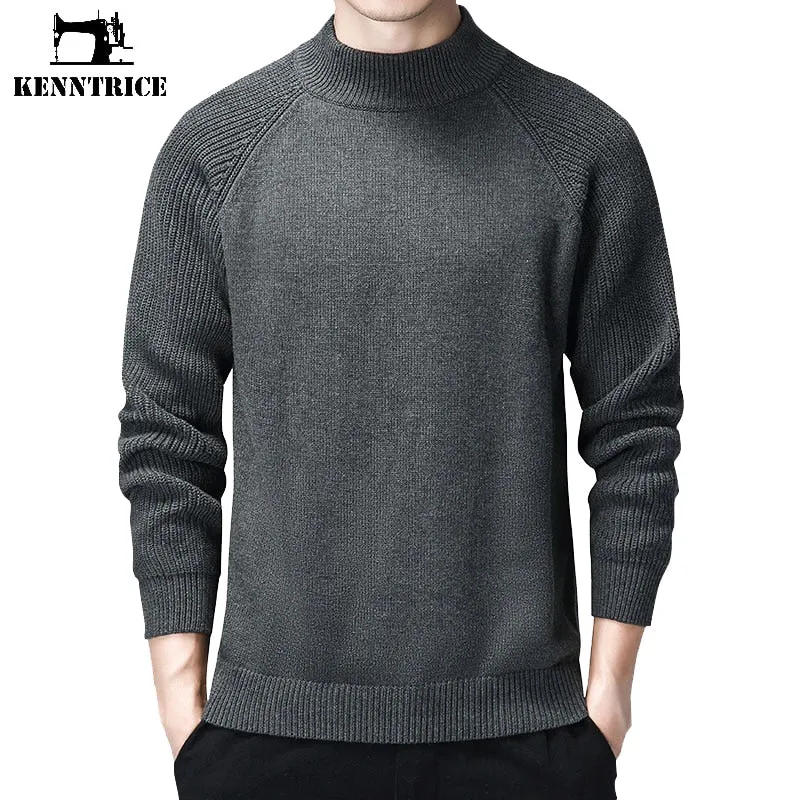 Men's Mock Neck Sweater Pullover Autumn Winter Fashion Knit Jumper