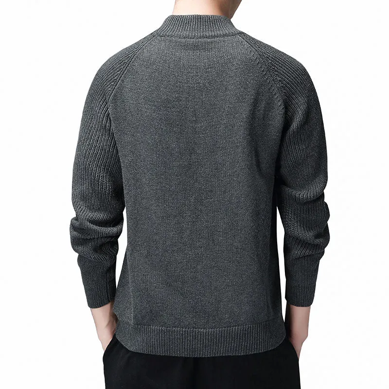 Men's Mock Neck Sweater Pullover Autumn Winter Fashion Knit Jumper