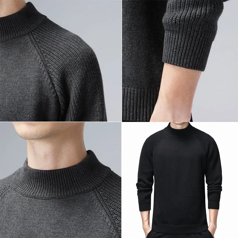 Men's Mock Neck Sweater Pullover Autumn Winter Fashion Knit Jumper