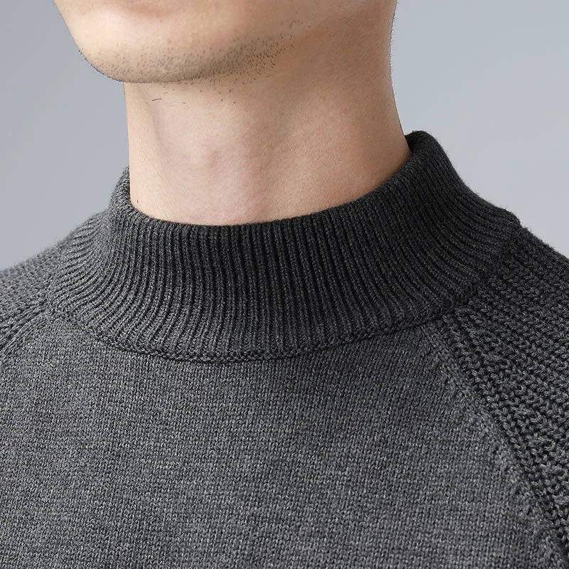 Men's Mock Neck Sweater Pullover Autumn Winter Fashion Knit Jumper