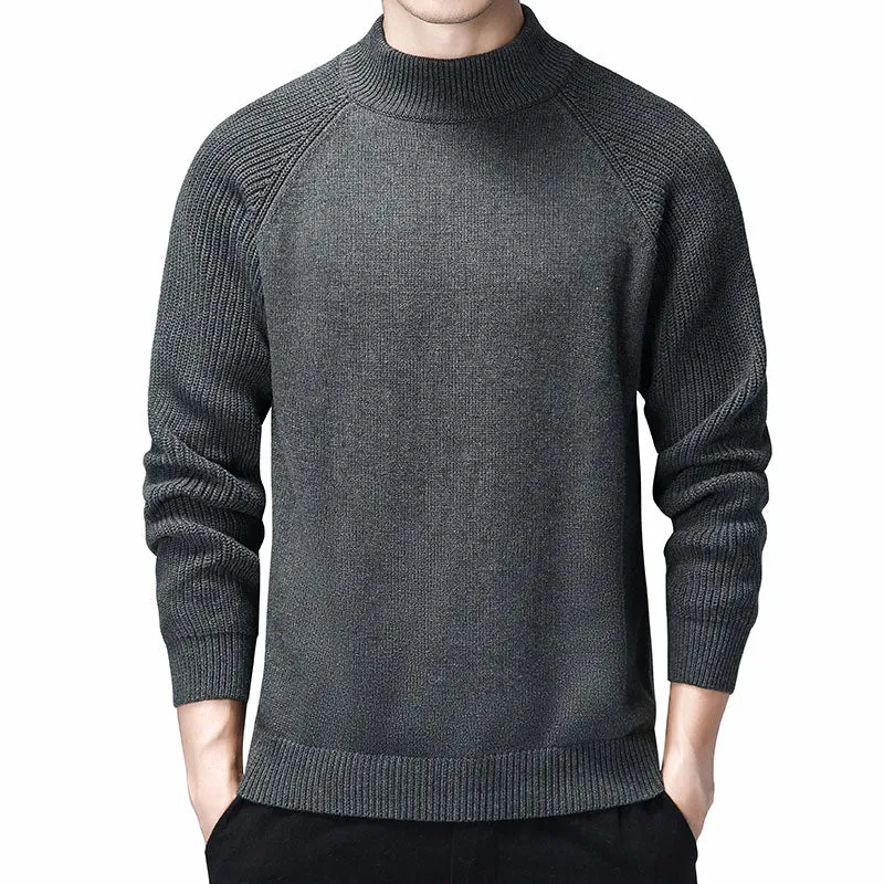 Men's Mock Neck Sweater Pullover Autumn Winter Fashion Knit Jumper