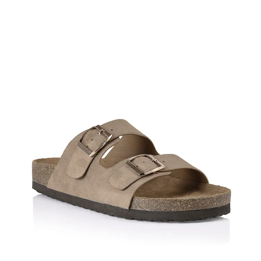 Xylo Footbed Slides - Taupe Micro