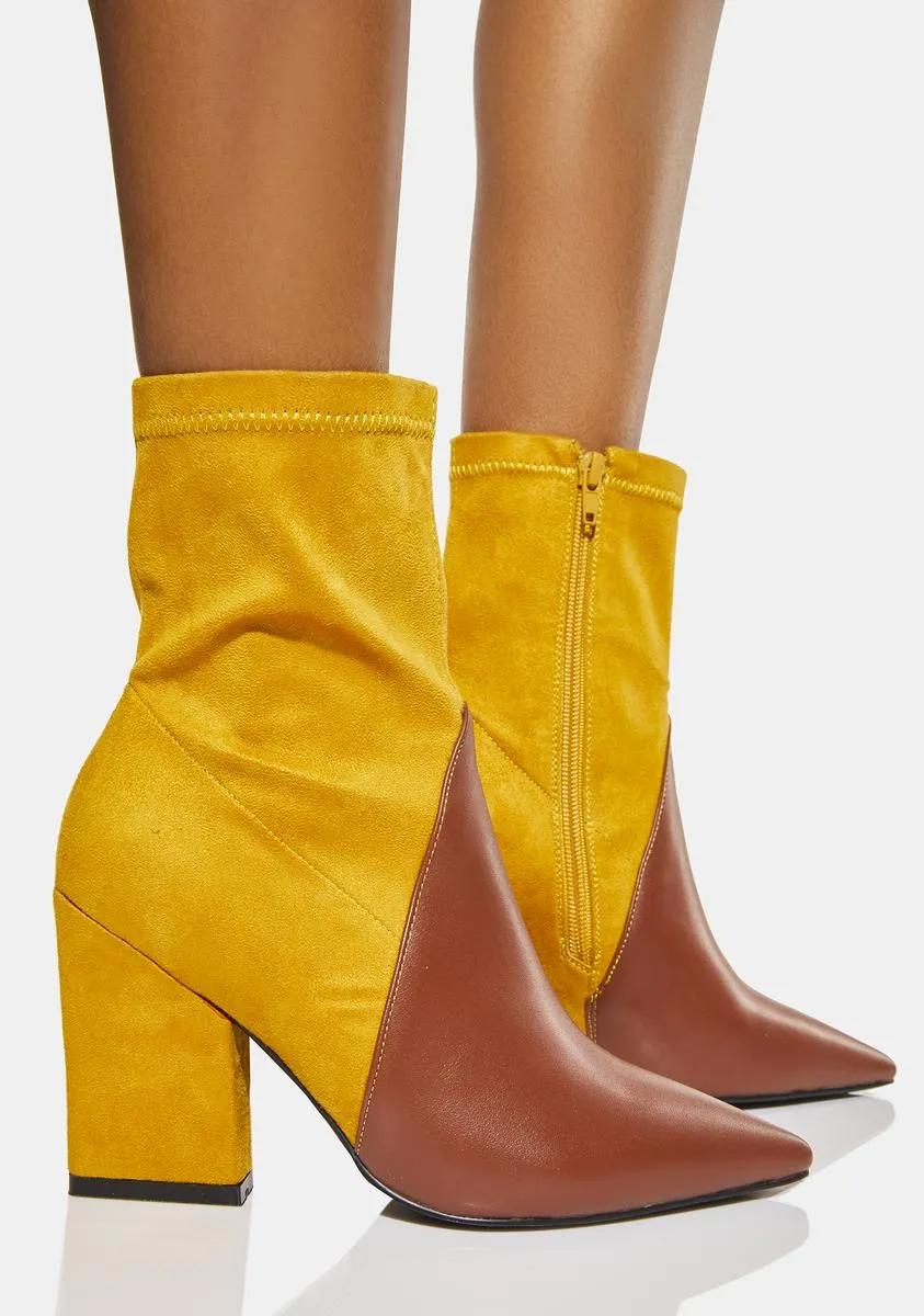 Yellow Clarence Ankle Boots