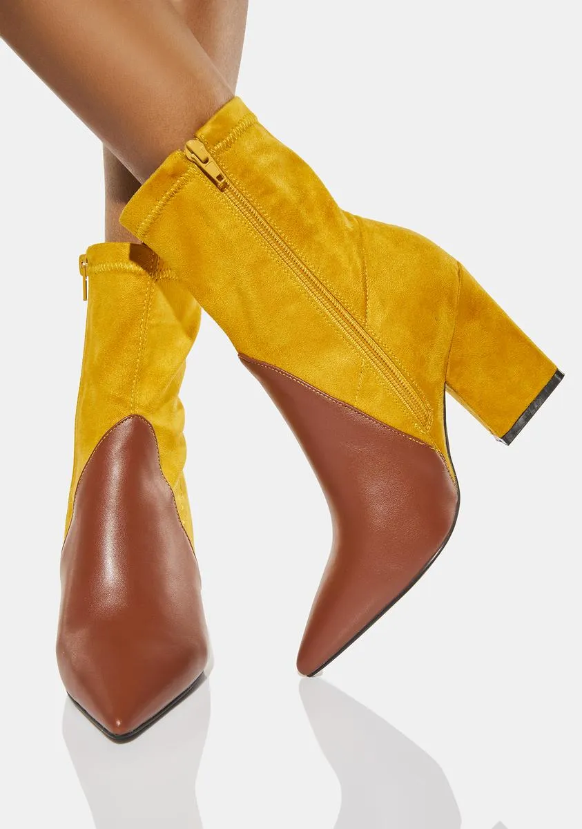 Yellow Clarence Ankle Boots