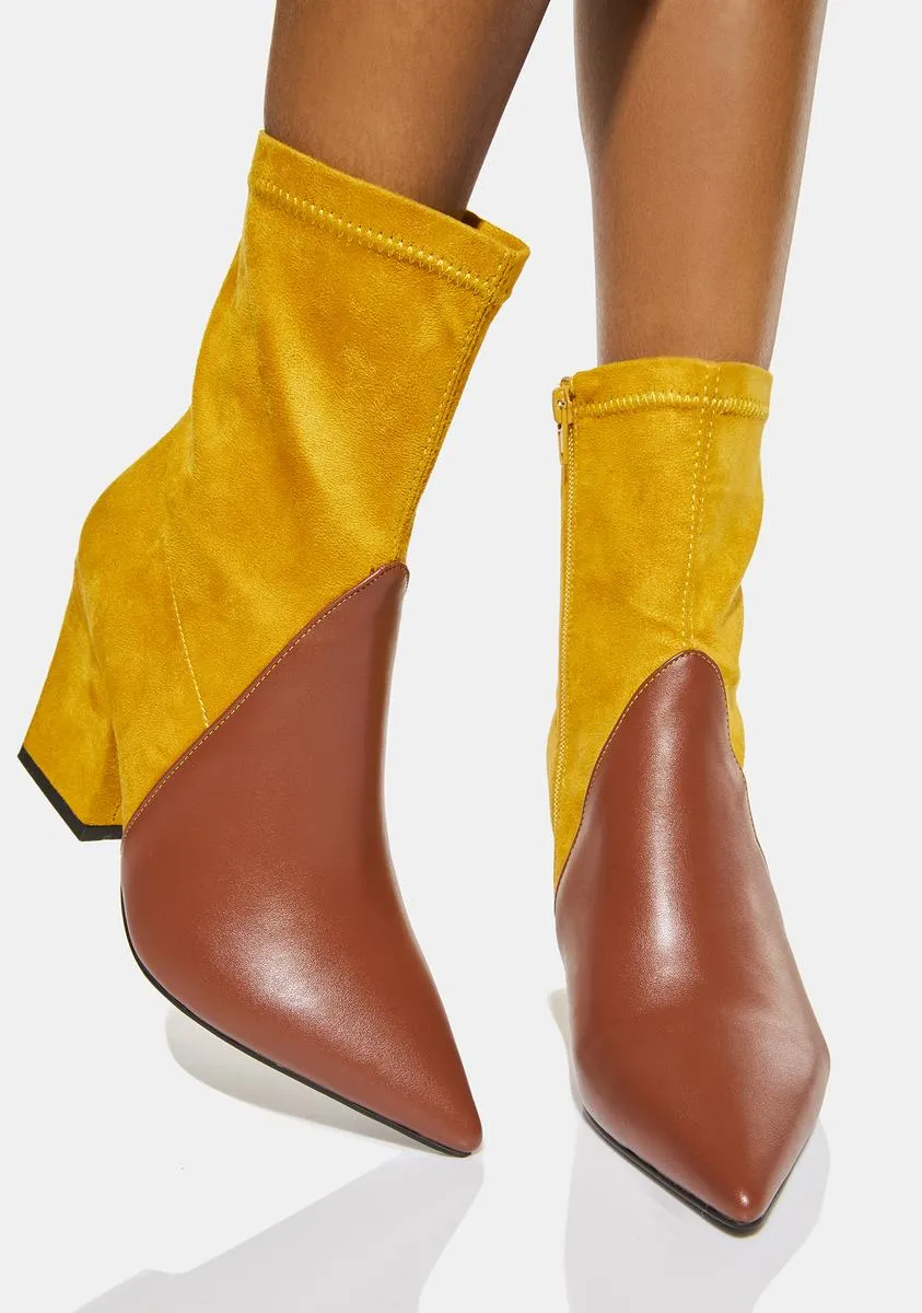 Yellow Clarence Ankle Boots