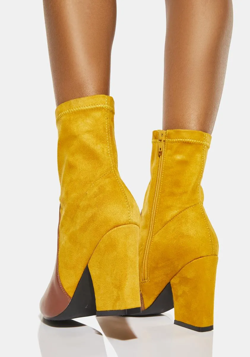 Yellow Clarence Ankle Boots