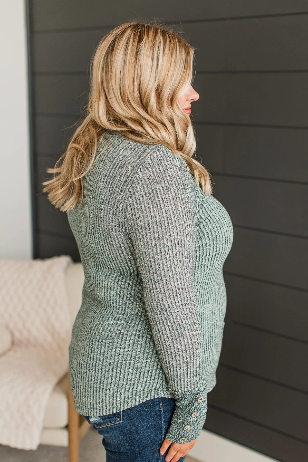 Ribbed Knit Top Hunter Green